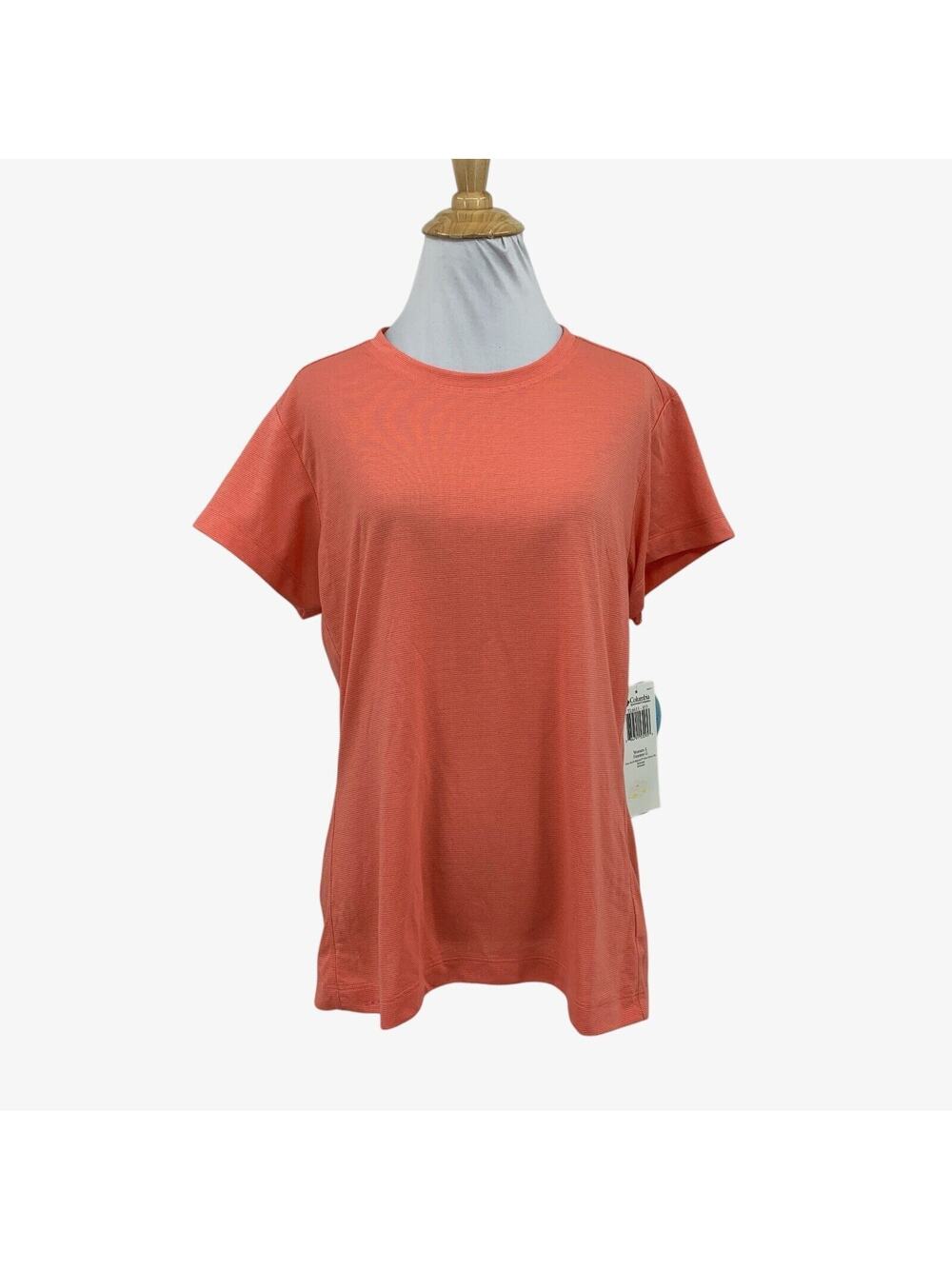 Columbia T Shirt Womens L Large Bright Peach Omni Dry Highland Short Sleeve Tee